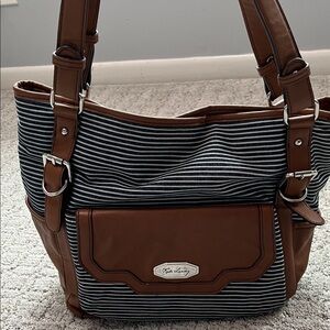 Kate Landry Blue Striped Shoulder Bag Tote